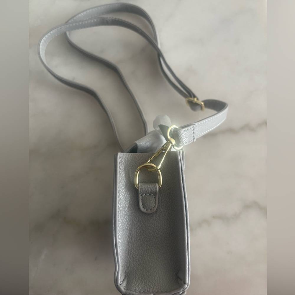 Designer Light Gray Nano Tote Crossbody Bag - Picture 2 of 3